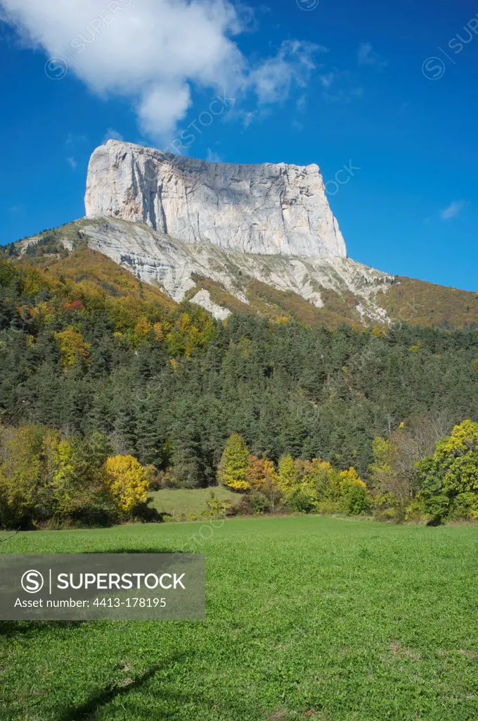 Mont Aiguille in the fall to Chichilianne France