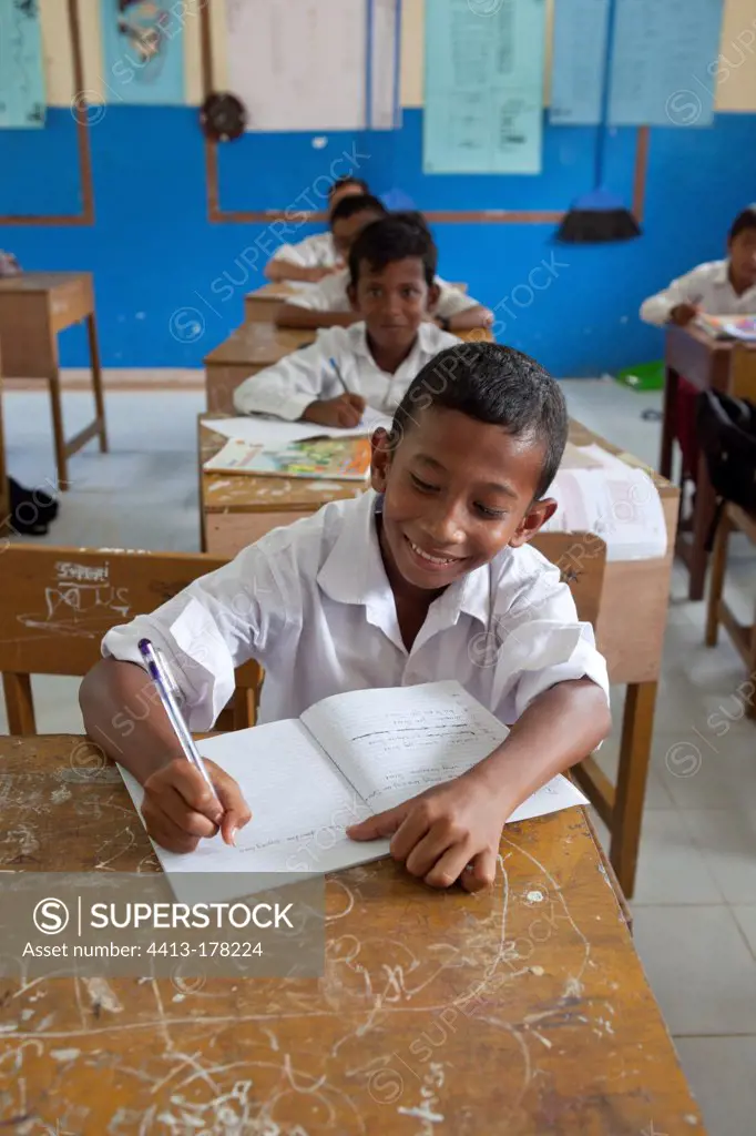 Schoolboys in a classroom Iboih Pulau Weh Sumatra