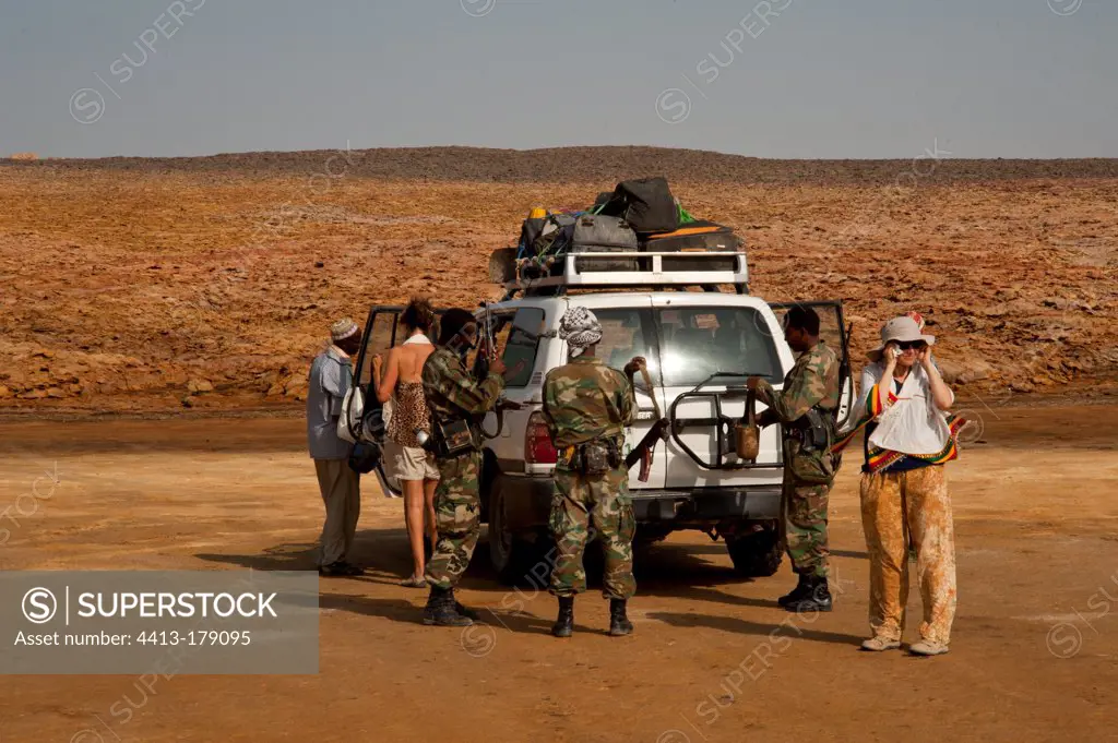 Military escorting tourists in Ethiopia