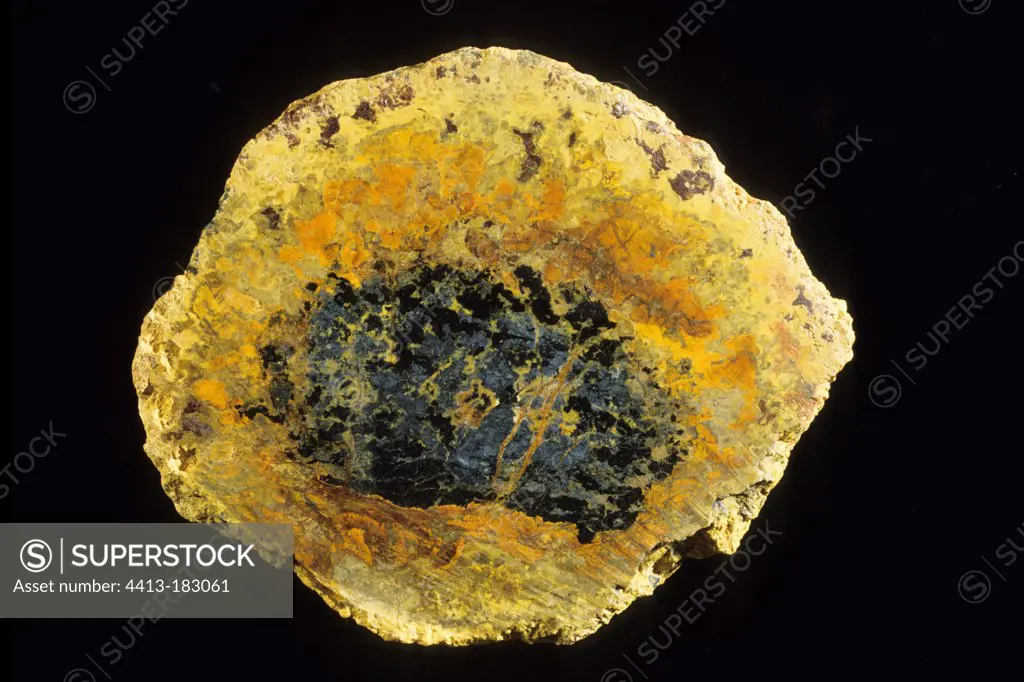 Uraninite radioactive mineral from Haute-Vienne France