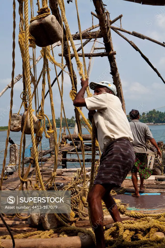 Fishing nets of Chinese tradition Kerala India