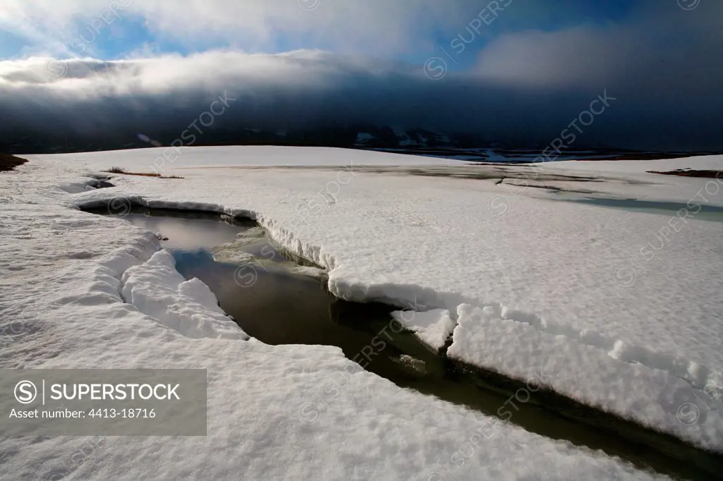 Collapse of mountain lakes Peninsula of Varanger Norway