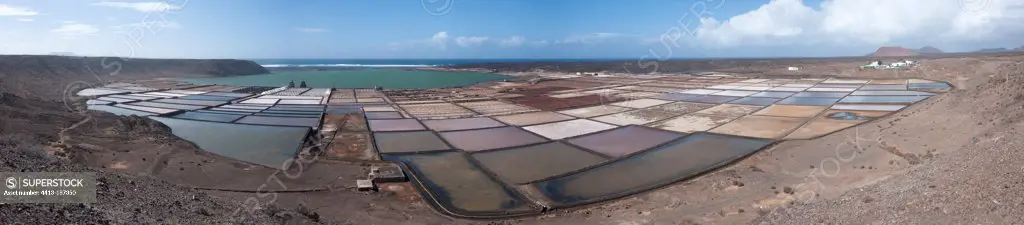 Salt works of Janubio on Lanzarote in the Canary Islands