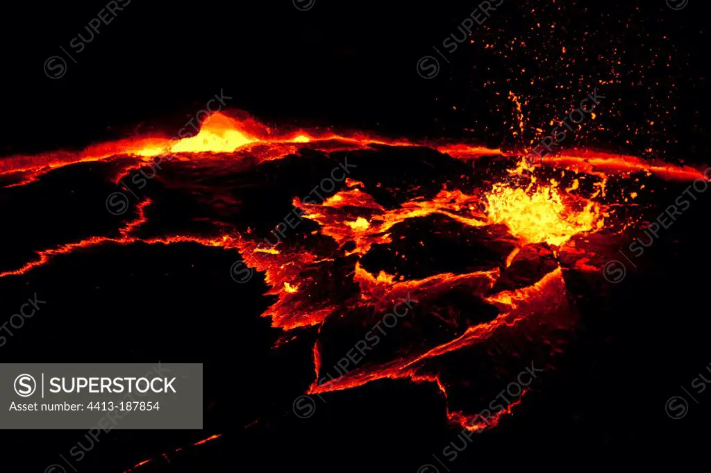 Lake of molten lava from the volcano Erta Ale Ethiopia