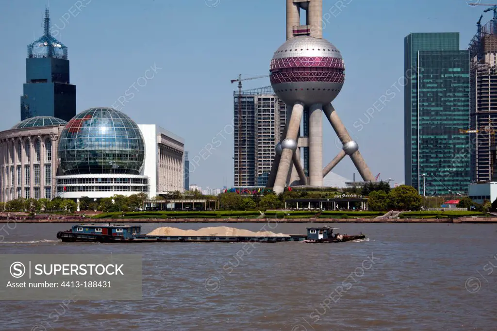 River transport of sand in Shanghai China