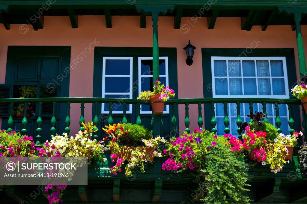 Flowered balcony Santa Cruz de La Palma Canary Islands Spain