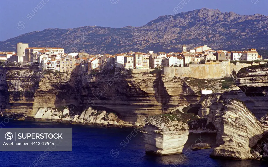 Bonifacio and limestone cliffs Corse France