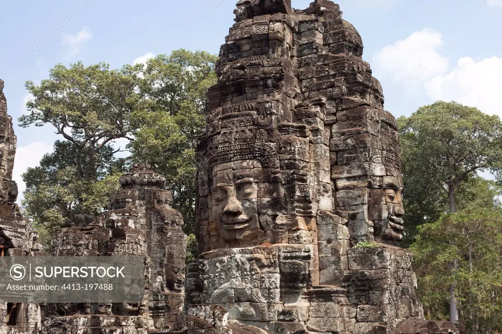 Bayon temple at Angkor's magic in Cambodia