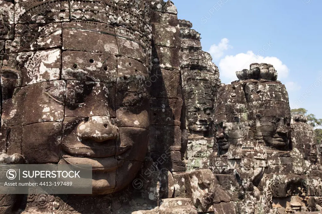 Bayon temple at Angkor's magic in Cambodia