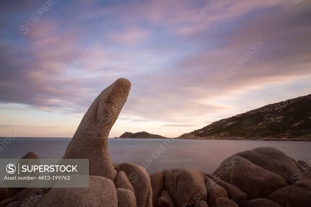 Granite boulder on the Var coast in Ramatuelle Var