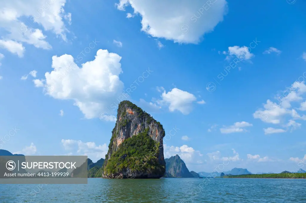 Rocky islet in the Phang Nga bay in Thailand