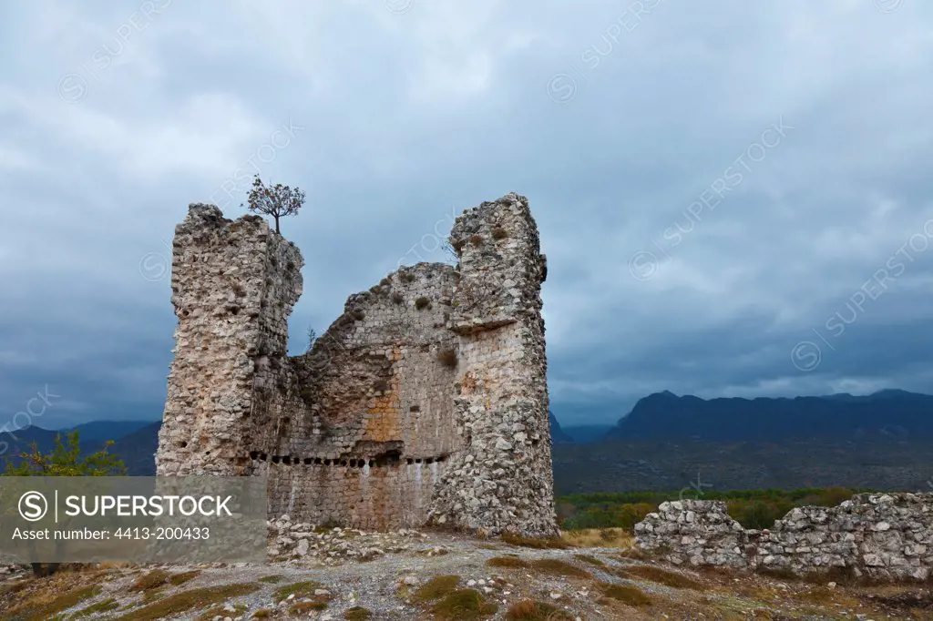 Ruins of Vecka tower in the Paklenica NP Croatia