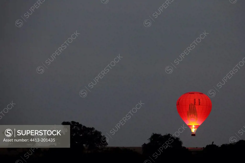 Balloon above the savannah at dawn Masai Mara Kenya