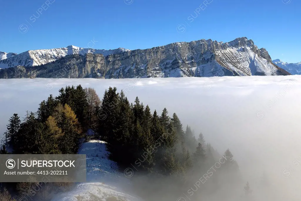 Wednesday cloud above the massive Bauges France