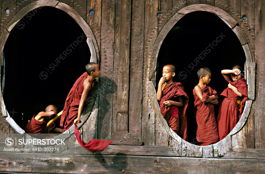 Young buddhist monk at monastery Nyaungshwe Burma