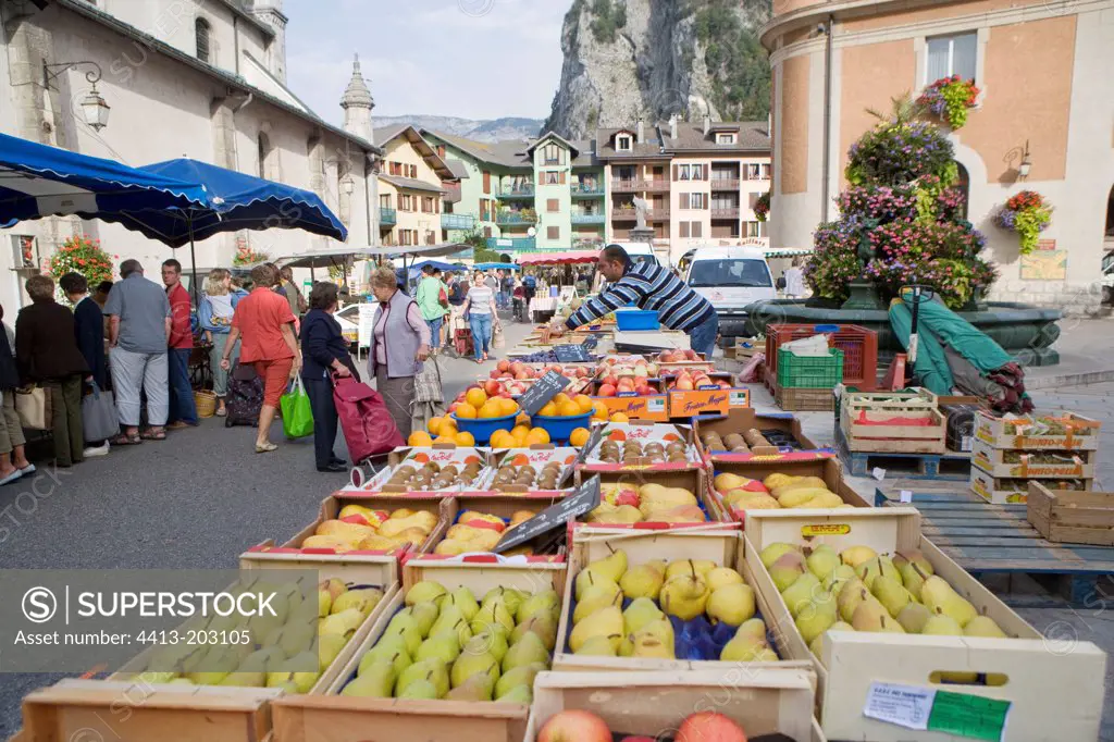 Stall of fruits and vegetables Haute-Savoie France