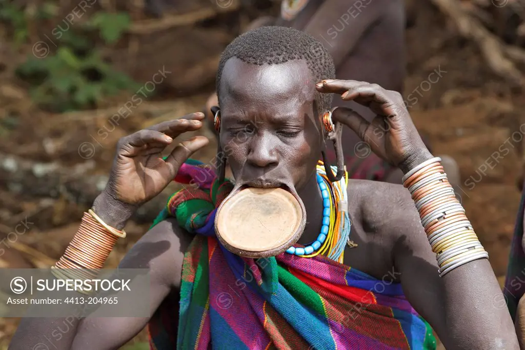 Surma woman wearing a lip plate Ethiopia