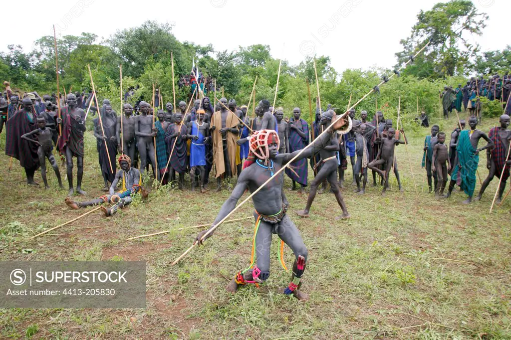 Rejoicing winner of stick fighting Ethiopia