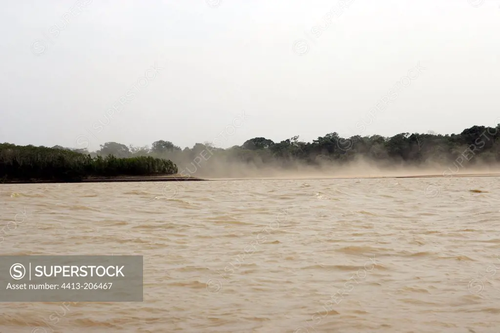 Storm on the river Madre de Dios Peru