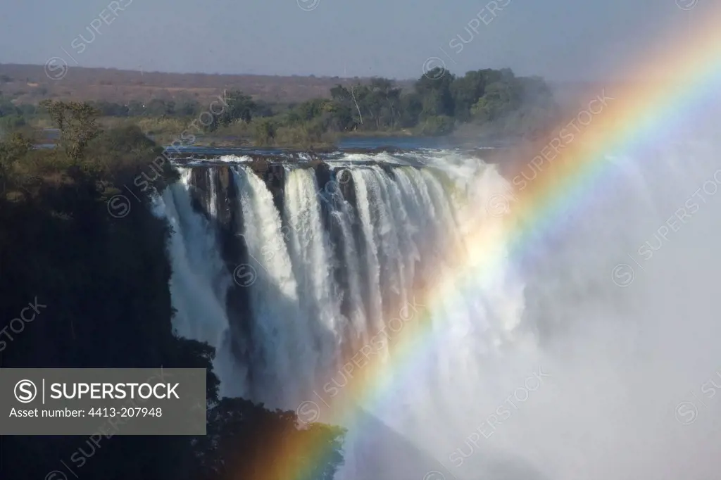 Rainbow before Victoria falls Zimbabwe