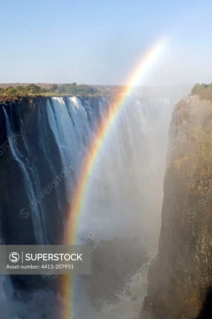Rainbow before Victoria falls Zimbabwe