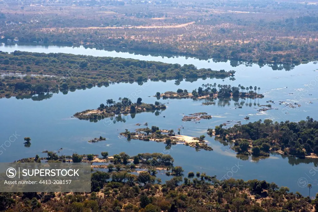 Zambezi river upstream of Victoria falls Zimbabwe