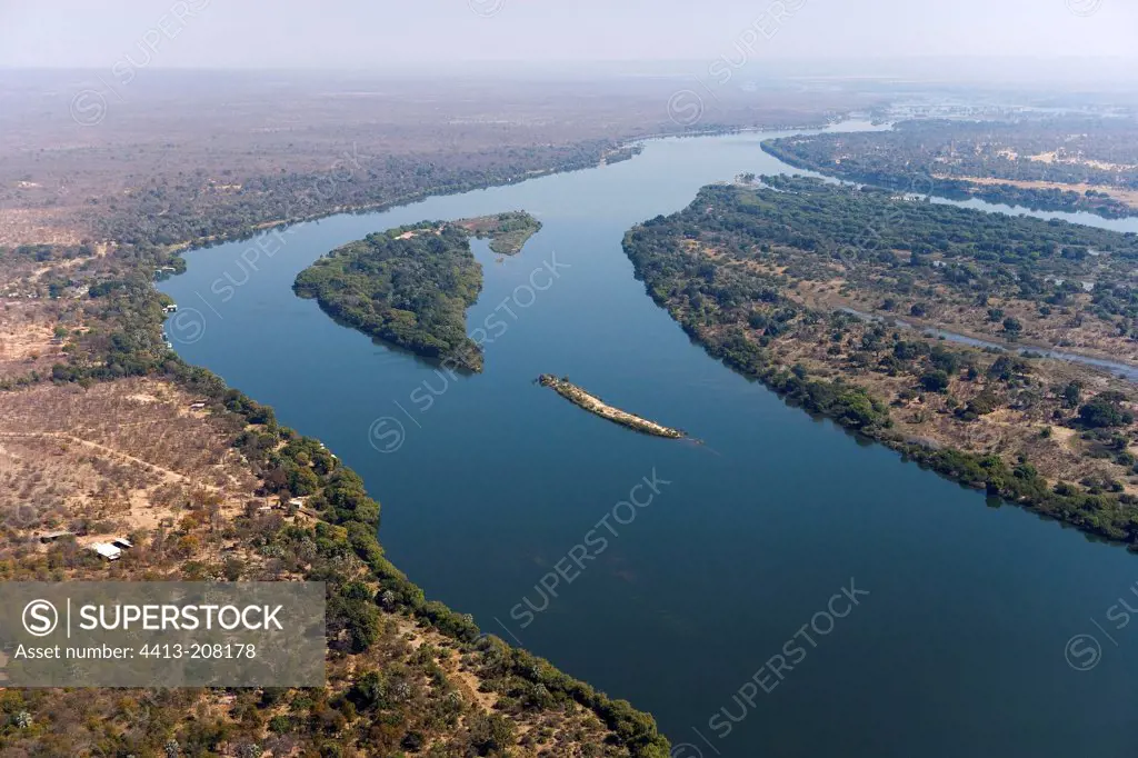 Zambezi river upstream of Victoria falls Zimbabwe