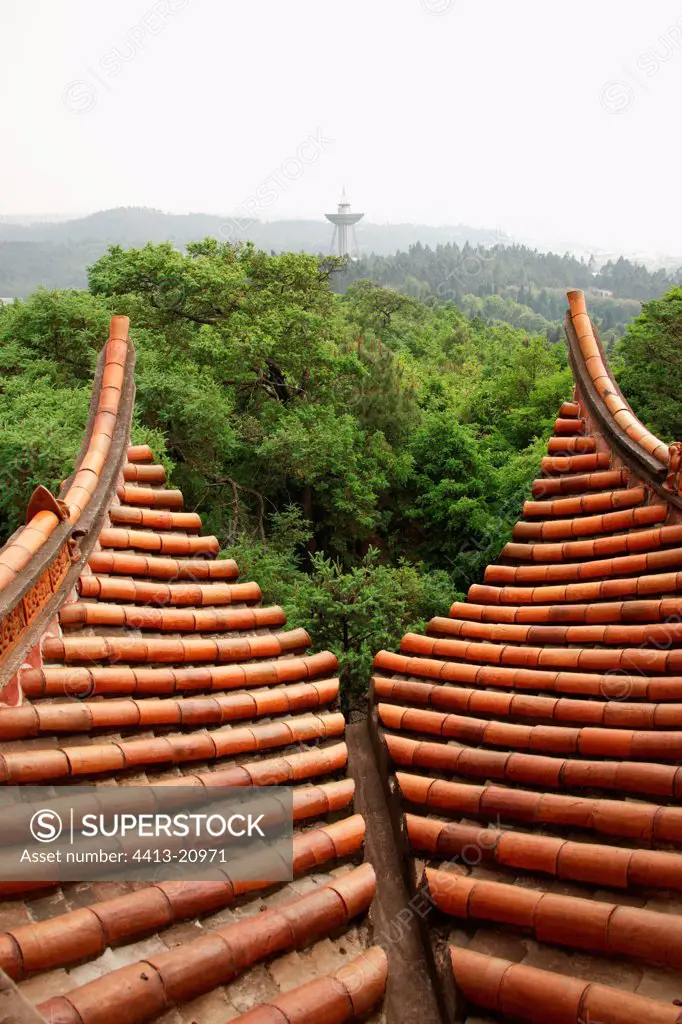 Roof of tiles glazed Garden of the Gold Kunming Temple
