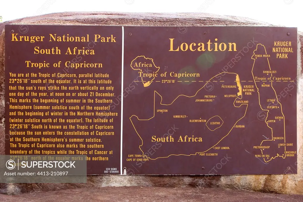 Panel indicating the Tropic of Capricorn South Africa