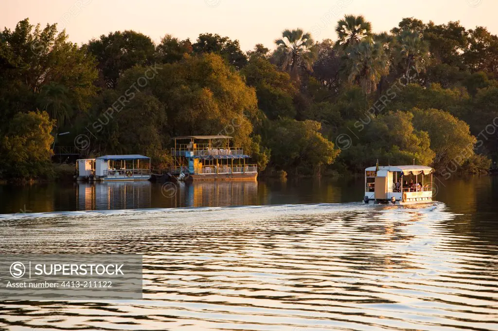 Pleasure boats on the Zambezi river Zimbabwe