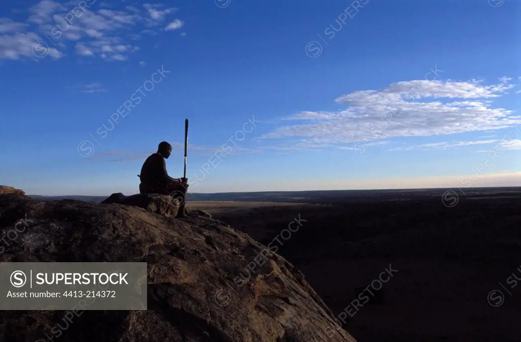 Masai warrior watching around Tanzania