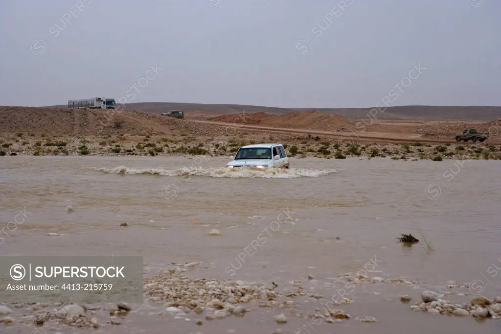 Crossing a wadi by a 4x4 Sultanate of Oman