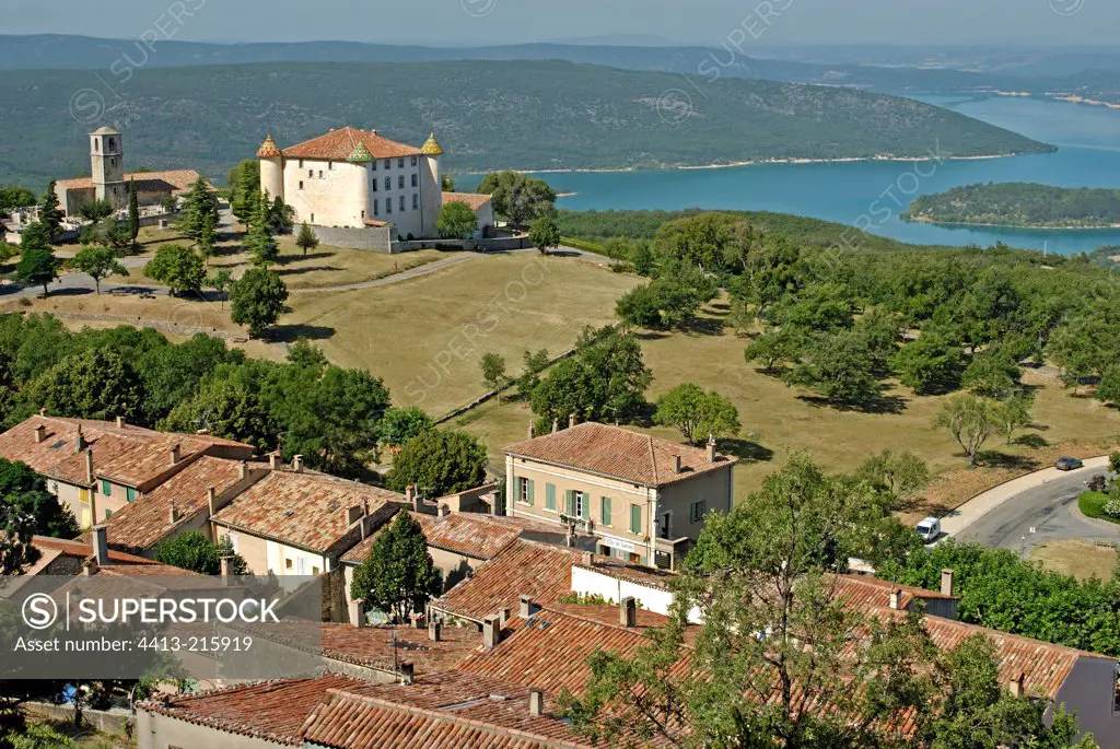 Aiguines village overlooking Sainte Croix Lake France