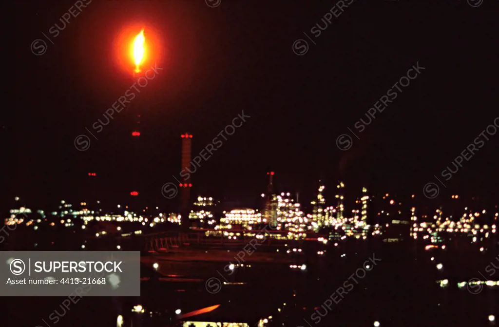 Oil exploitation and refinery illuminated Borneo