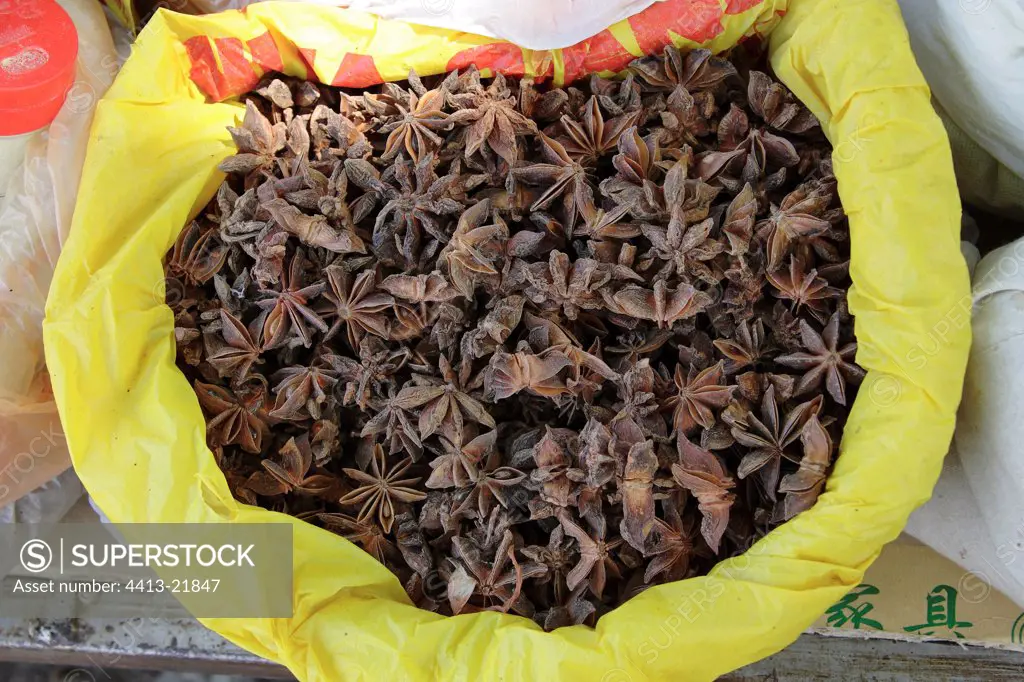 Star anise on a market Lake Erhaï Yunnan China