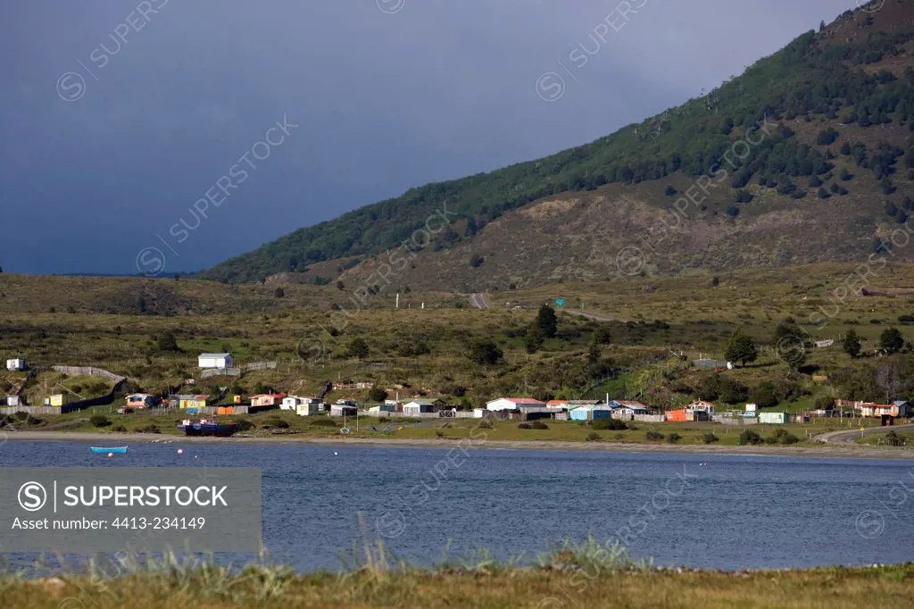 Village along the Magellan Strait Chilean Patagonia