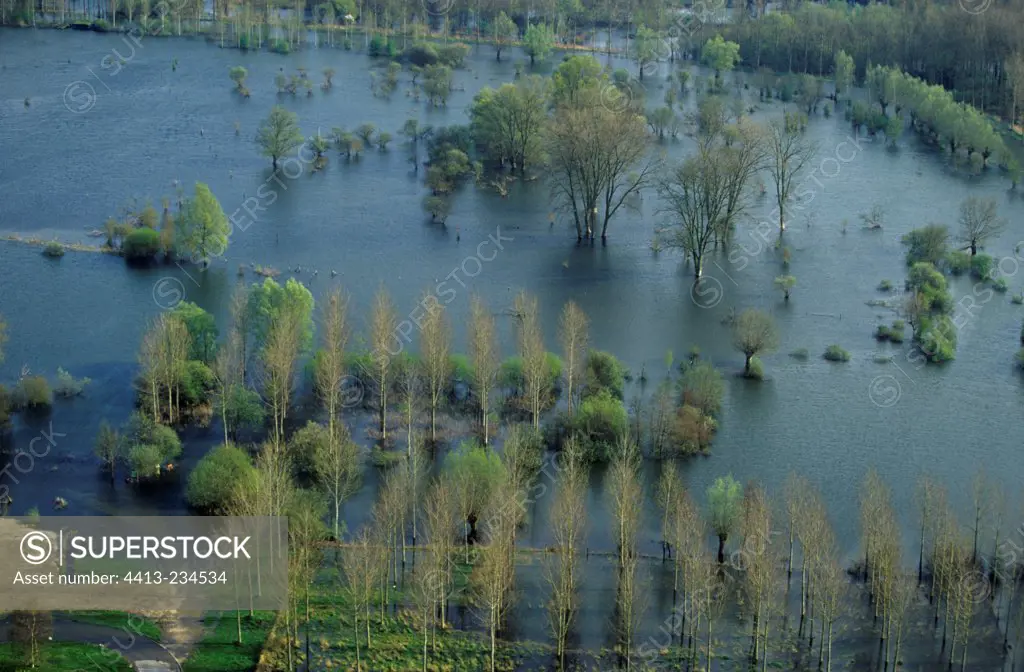 Flooding in the valley of the Somme Picardie France