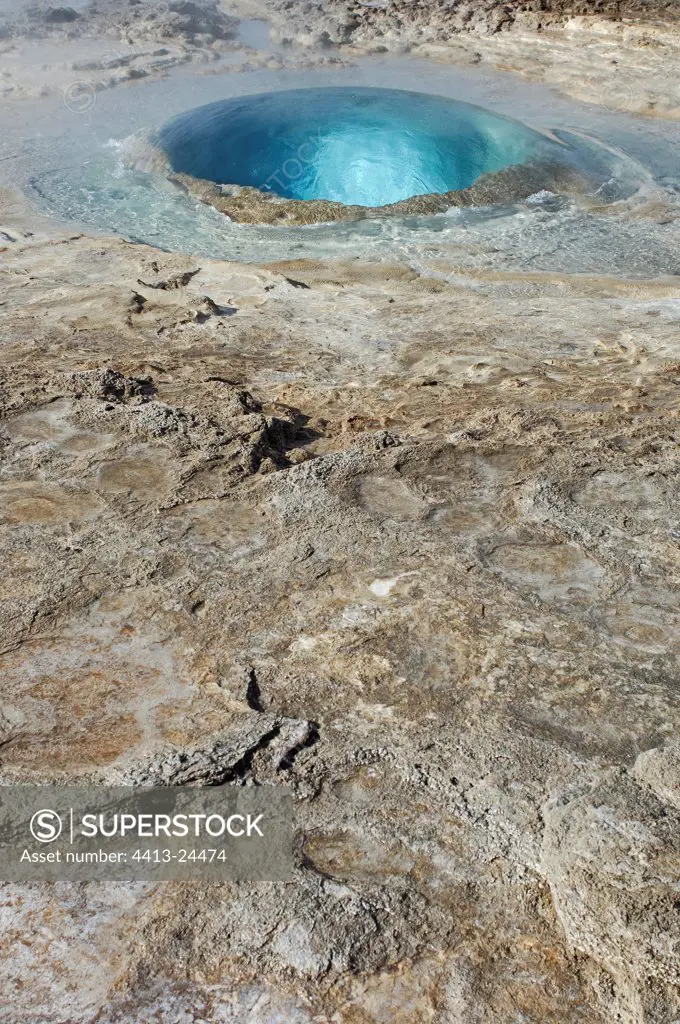 Geyser Strokkur before eruption Iceland