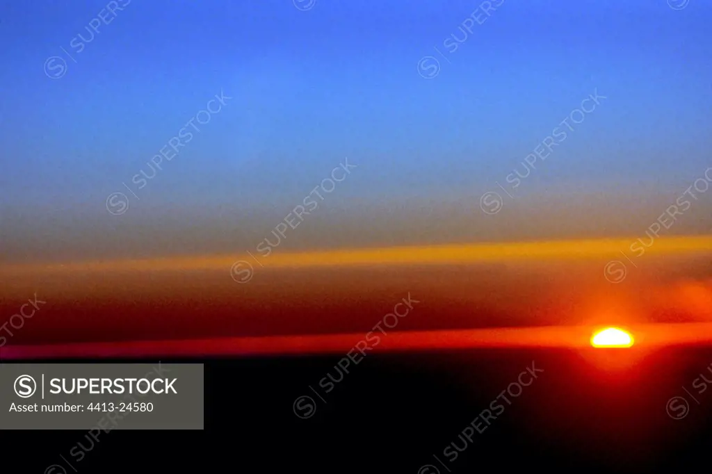 Sunset on the Sahara desert
