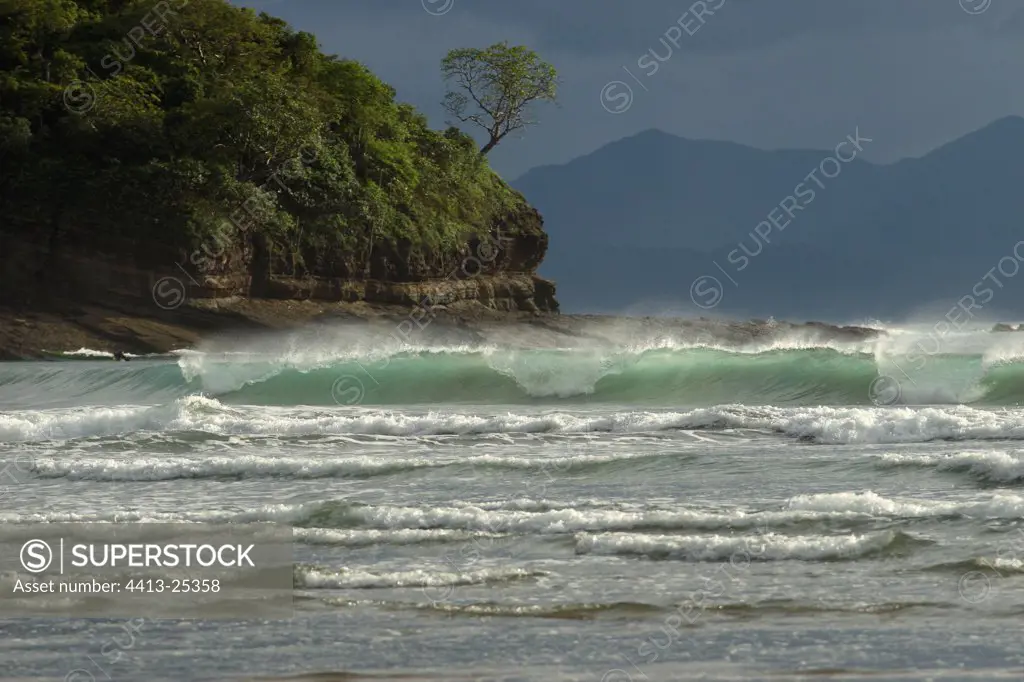 Waves on the shore of El Coco Ocean Park Nicaragua