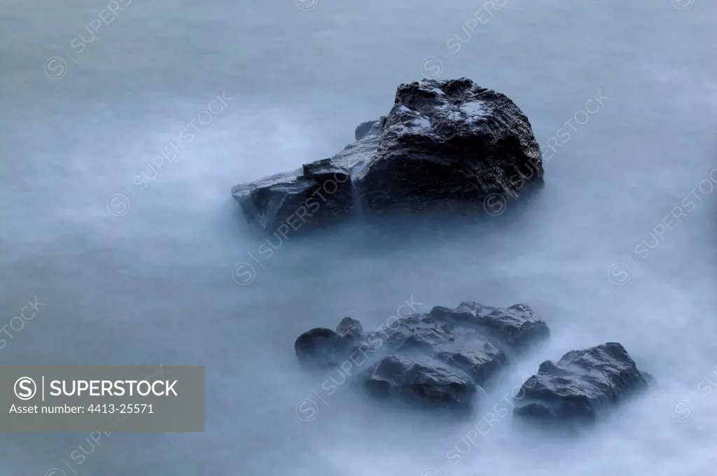 Fog on the rocks the Mediterranean sea Andalucia