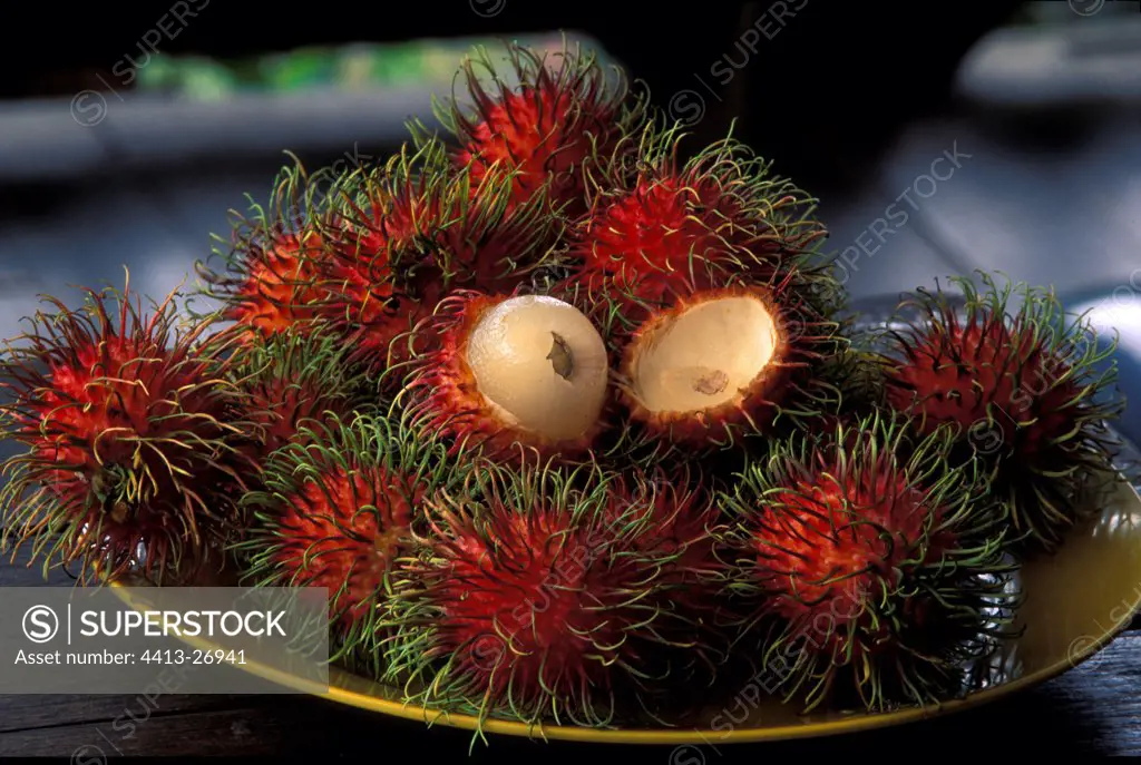 Fruits of Ramboutan posed in a dish Borneo