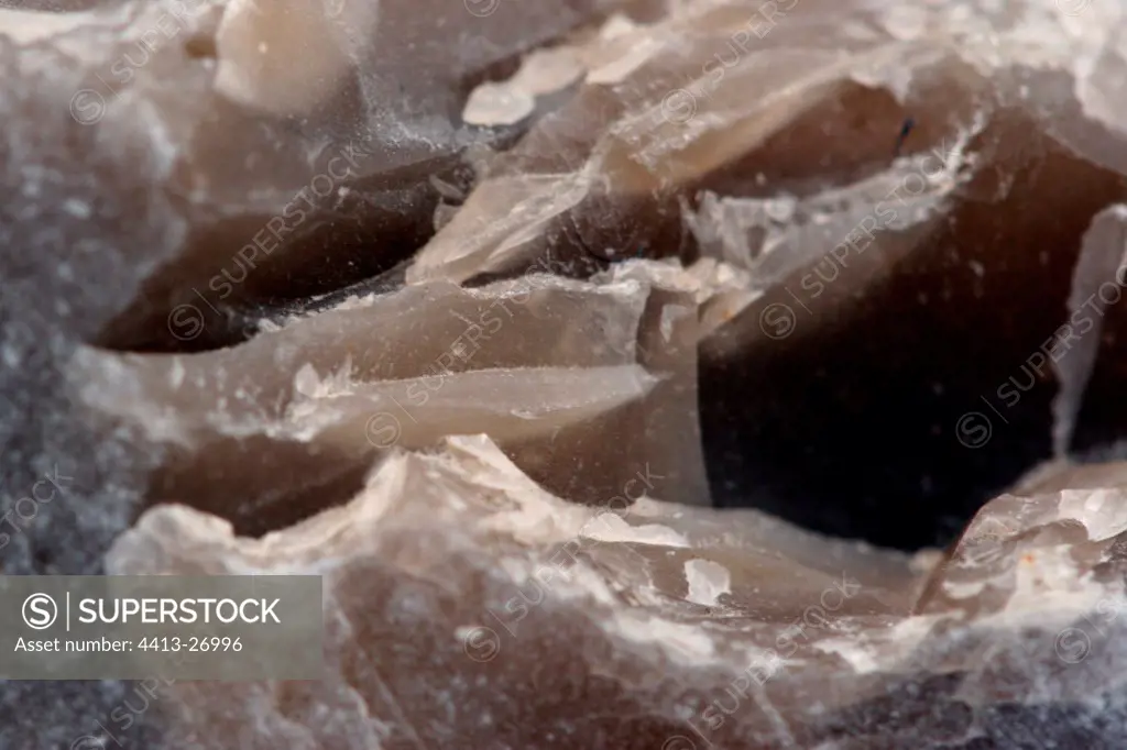Flint pebble fracture in close-up Ré island France