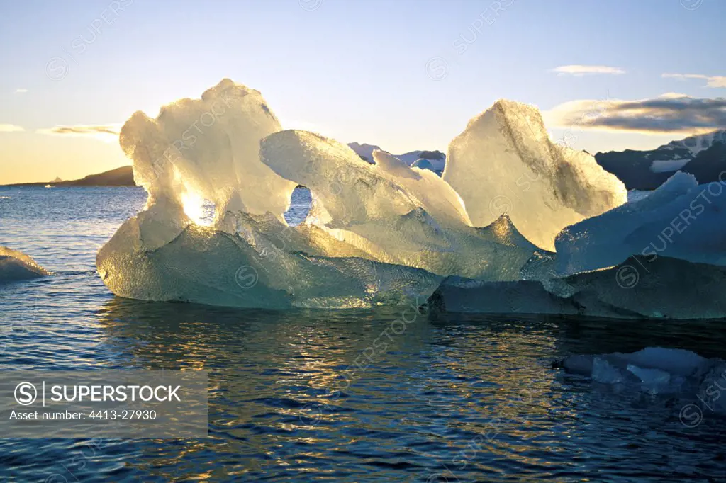 Iceberg under the midnight sun Spitzberg