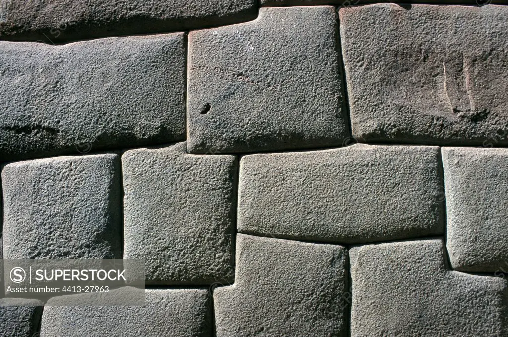 Detail of an Inca stone wall Peru