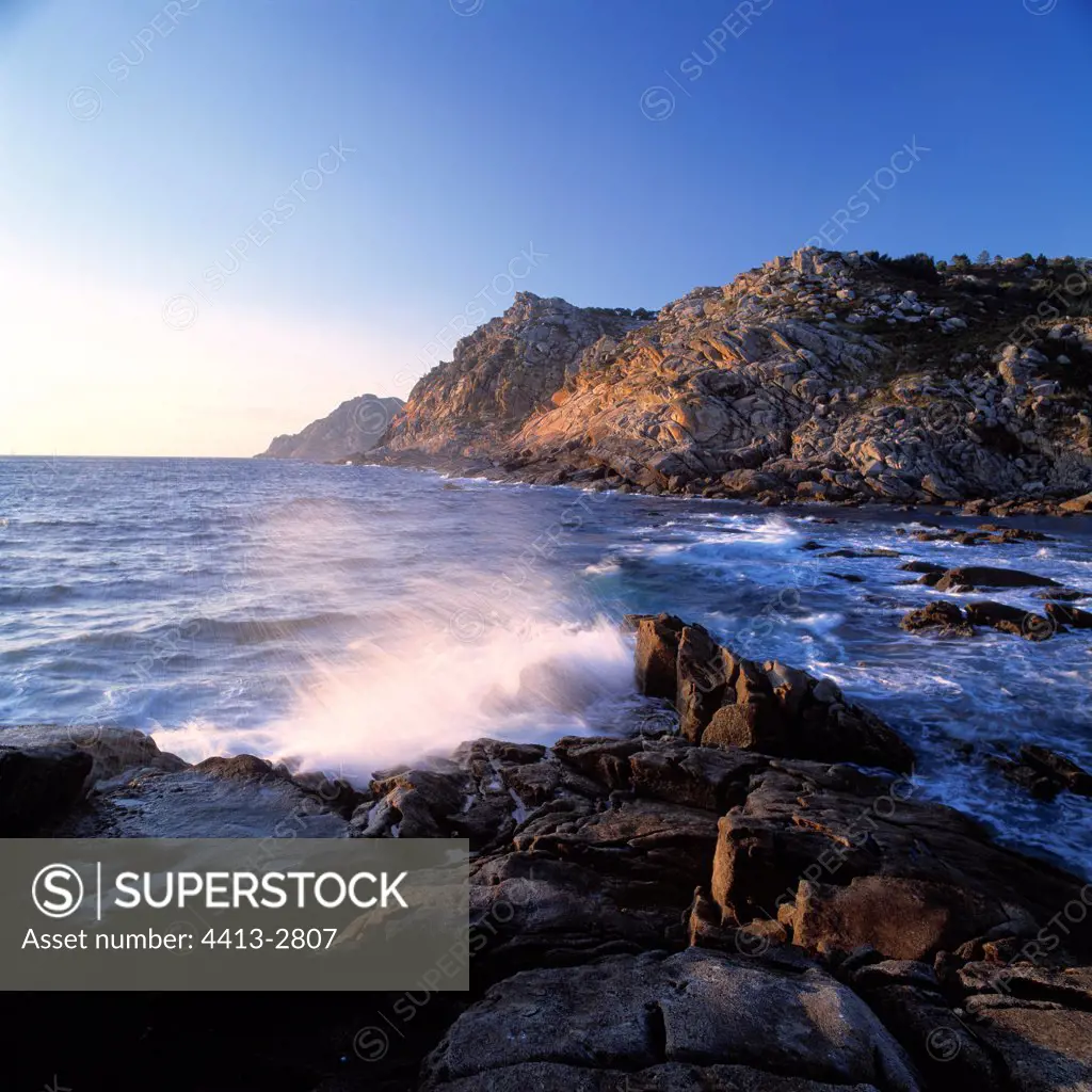 The cliffs of Silla de la Reina Cies Islands Galicia