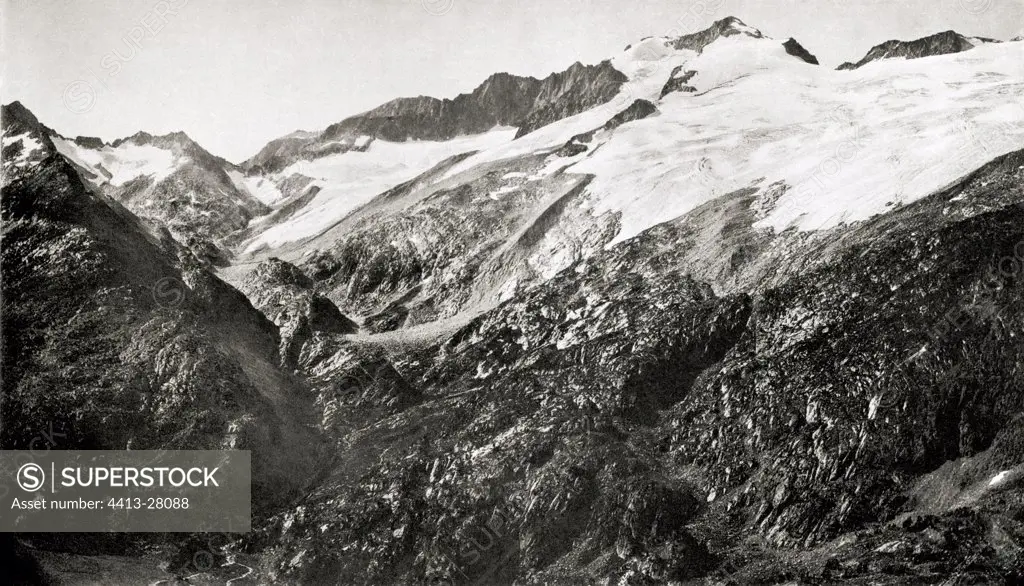 Glacier of Aneto in 1876 Pyrenees Spain