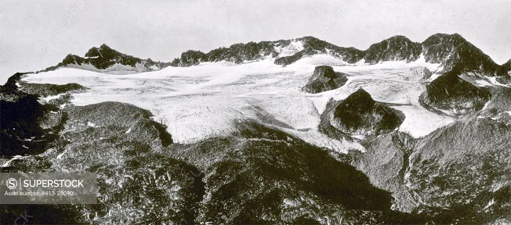 Glacier of Maladeta in 1875 Pyrenees Spain