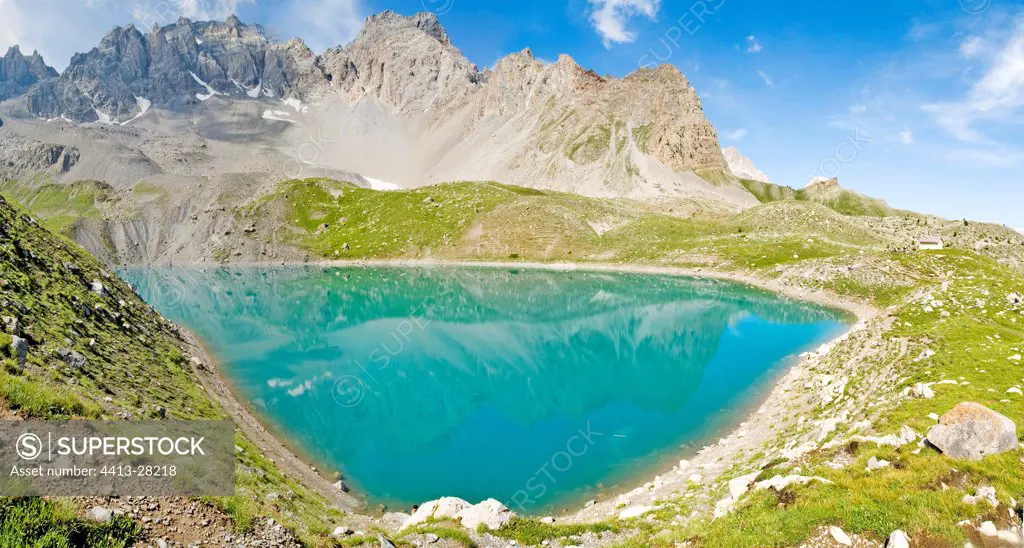 Lake Sainte Anne in the solid mass of Queyras Alps France