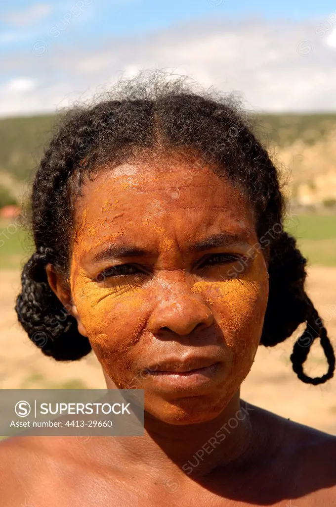 Woman Vezo wearing a protective mask Madagascar